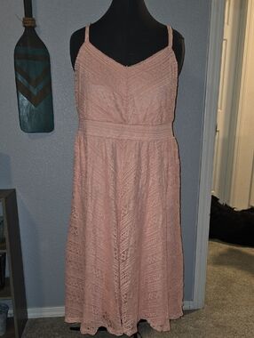 torrid Blush Pink Lace Midi Dress with Spaghetti Straps
